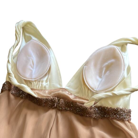 ABS Allen Schwartz Size 4 Satin & Chiffon Special Occasion Dress Beaded Party - Picture 8 of 15